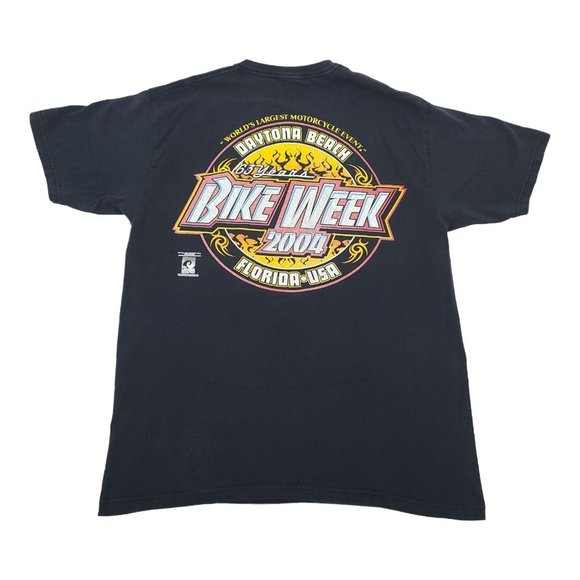Daytona Beach Bike Week 2004 T Shirt Size M 63 Years Short Sleeve Black - Picture 3 of 12